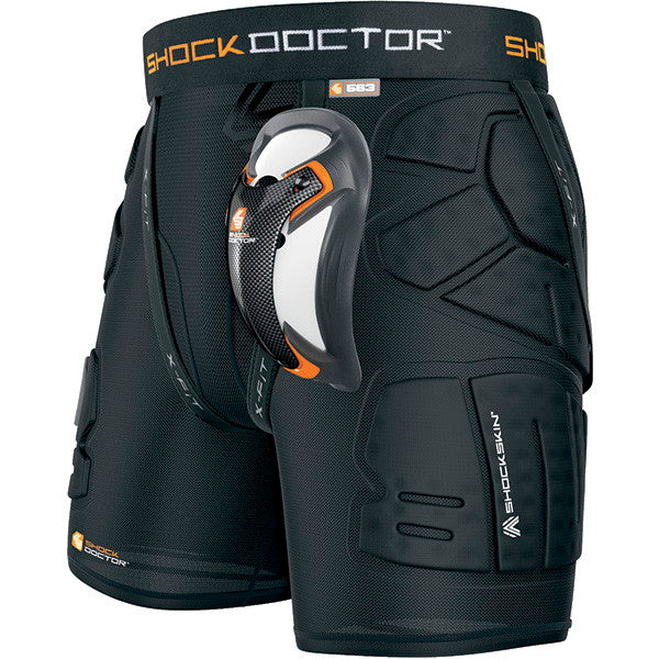 Shock Doctor Men's ShockSkin Lax Relaxed Fit Lacrosse Impact Shorts with  Ultra Carbon Flex Cup